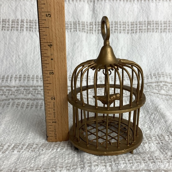 Solid Brass Birdcage Hanging Figure - Picture 5 of 6